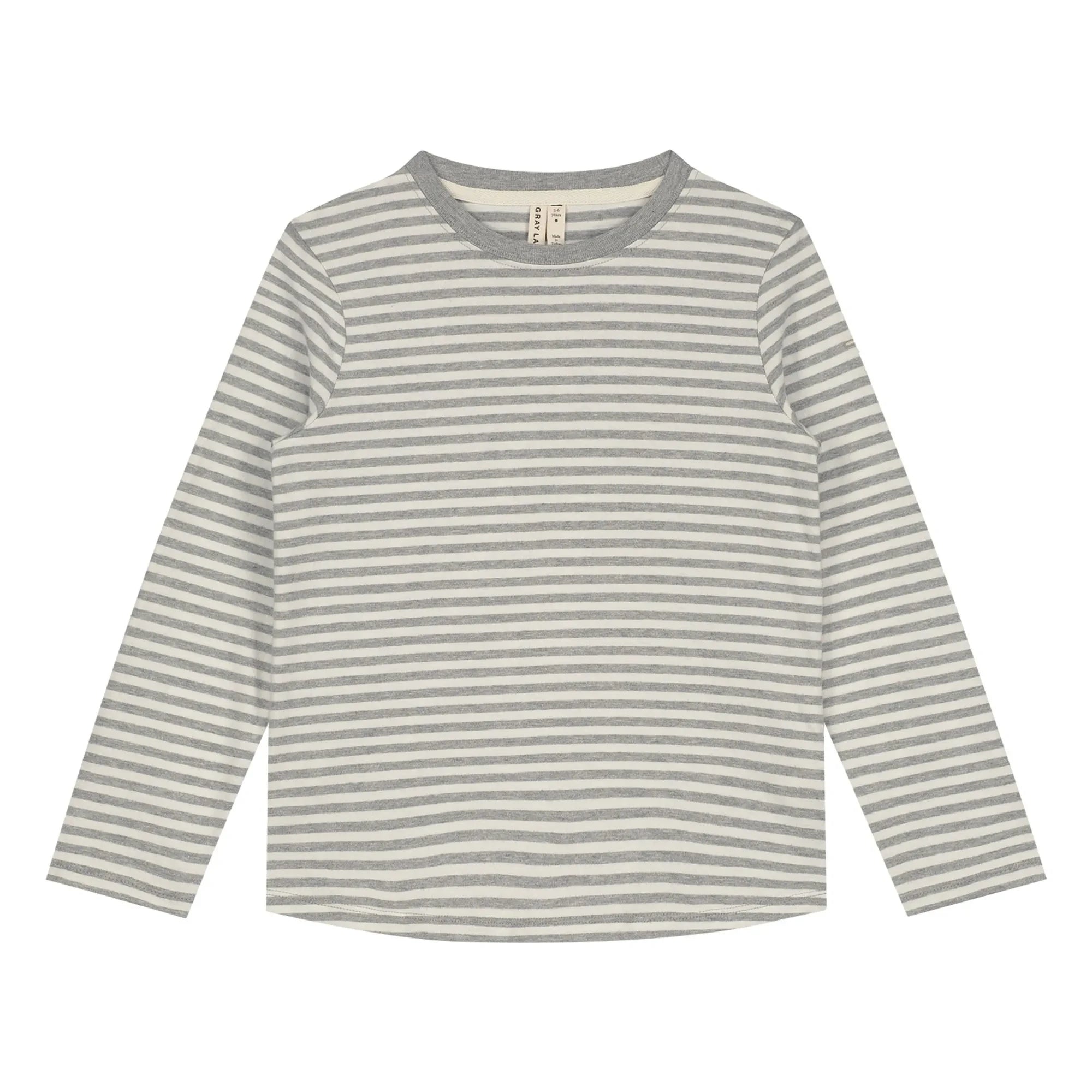 Gray Label - Gestreiftes Bio-Baumwoll-T-Shirt | Grau