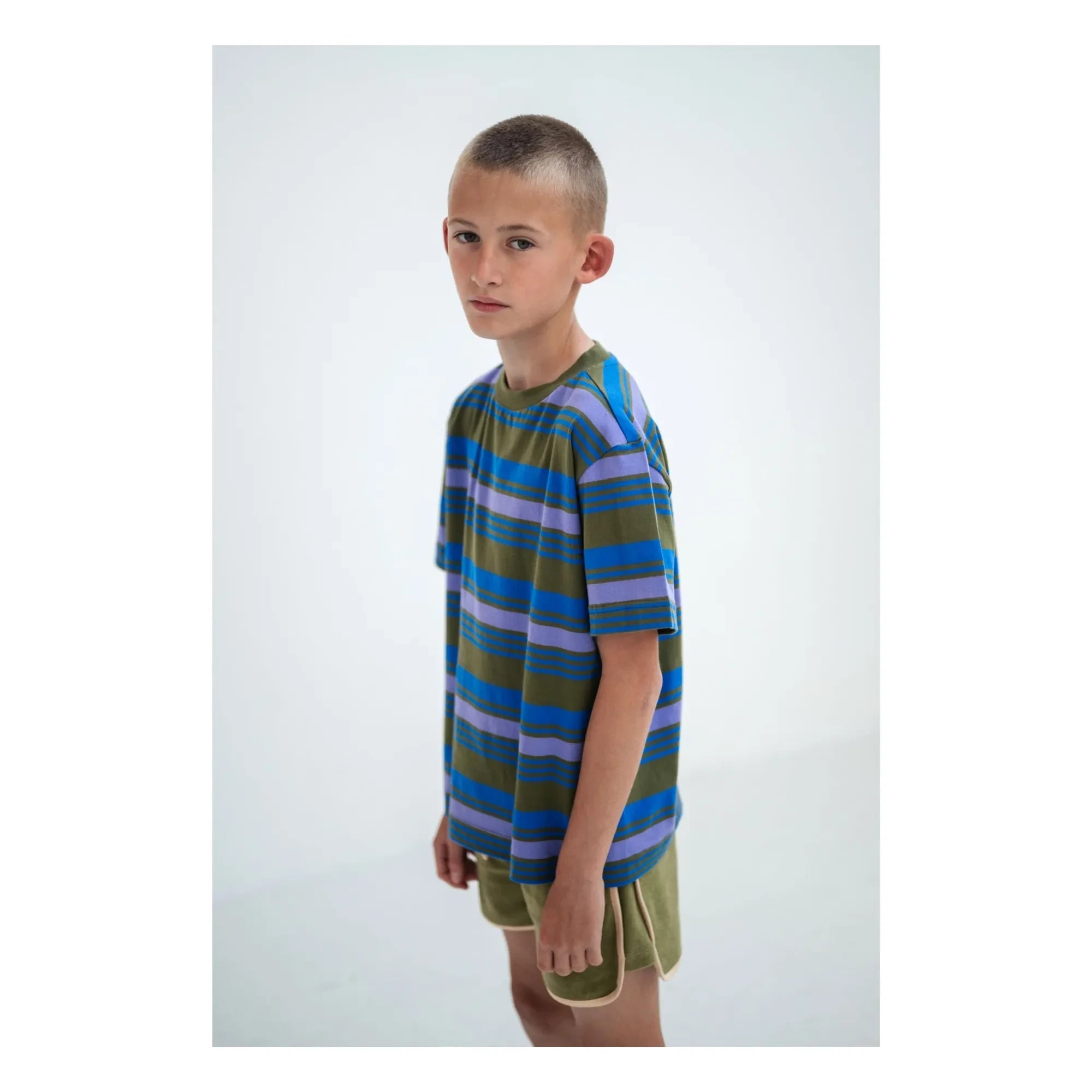 Repose AMS - Gestreiftes T-Shirt aus Bio-Baumwolle | Khaki