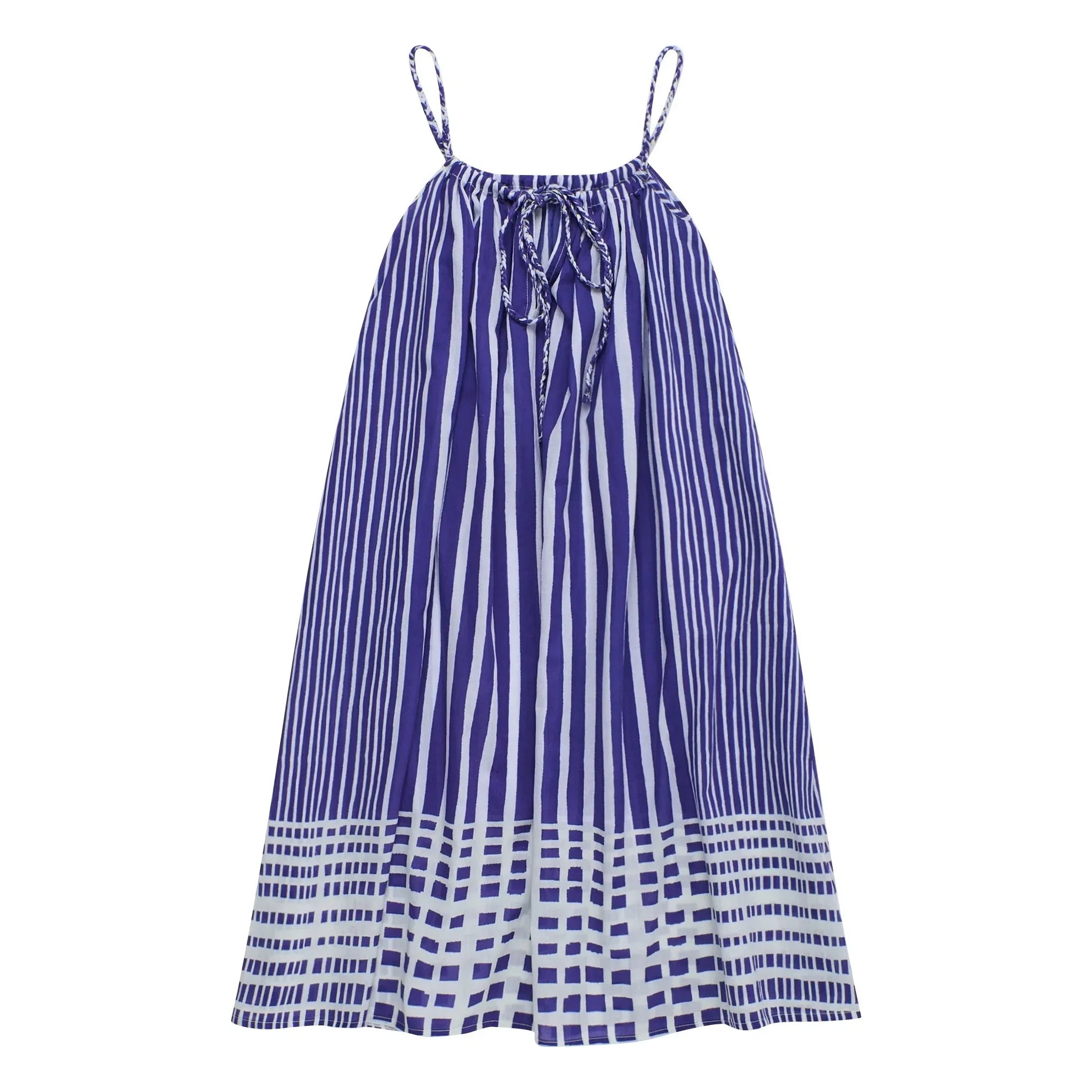 Maison Mangostan – Gestreiftes Kleid | Blau
