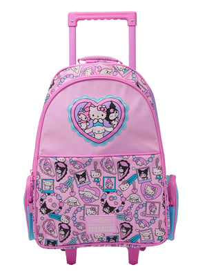 Smiggle - Hello Kitty ve Arkadaşları Işıklı Tekerlekli Sırt ve Çekçekli Çanta
