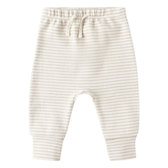 Quincy Mae - Gestreifte Bio-Jersey-Jogger | Hafer