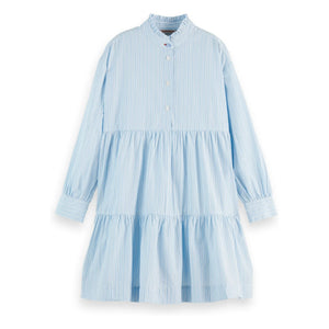 Scotch & Soda - Gestreiftes Rüschenkleid | Blau