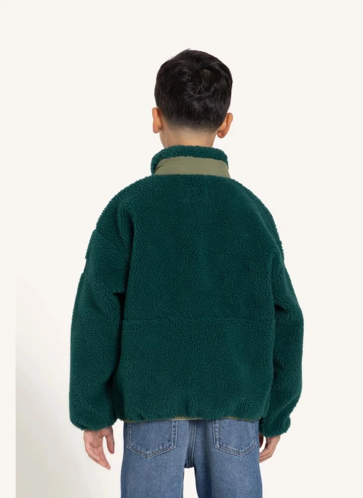 Finger in the nose - Paulo Bi-Material Sherpa-Jacke | Grün