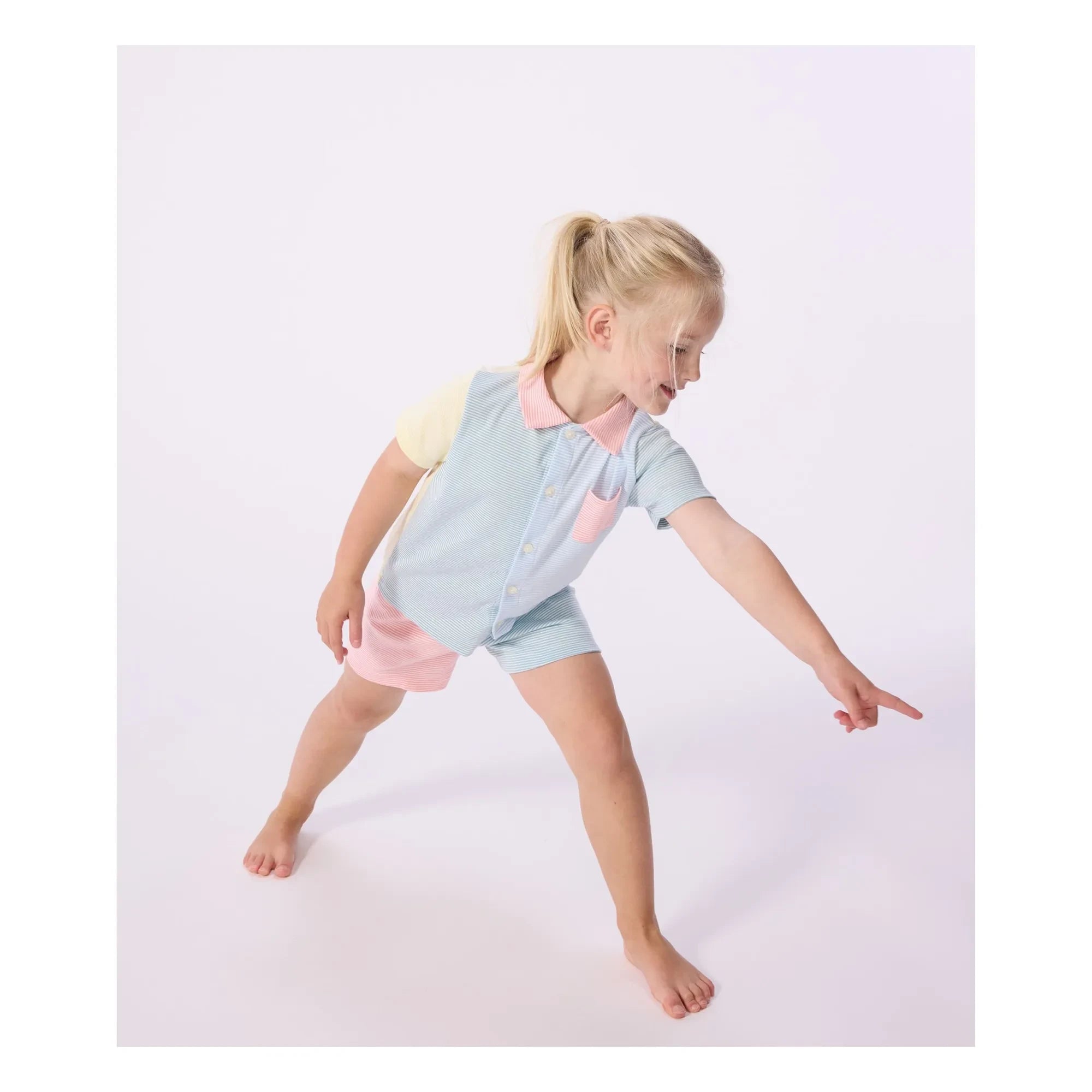 Petit Bateau - Kurzer Schlafanzug mit Colour-Block-Muster Millerais | Blau