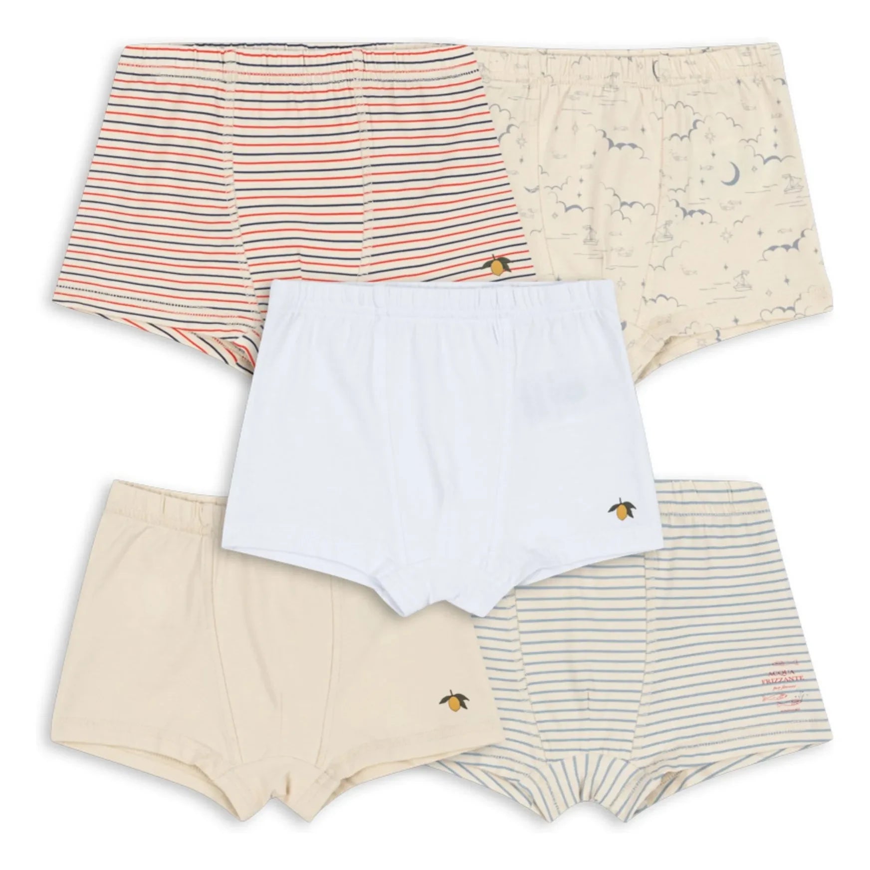 Konges Sløjd - 5er Pack Gestreifte Boxer Slips aus Bio-Baumwolle | Beige