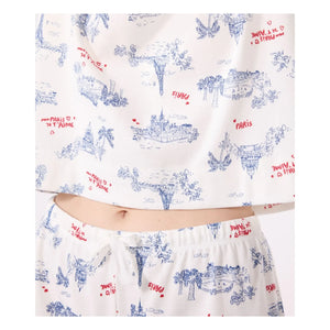 Petit Bateau – Schlafanzug-Shorts aus gerippter Bio-Baumwolle | Ecru