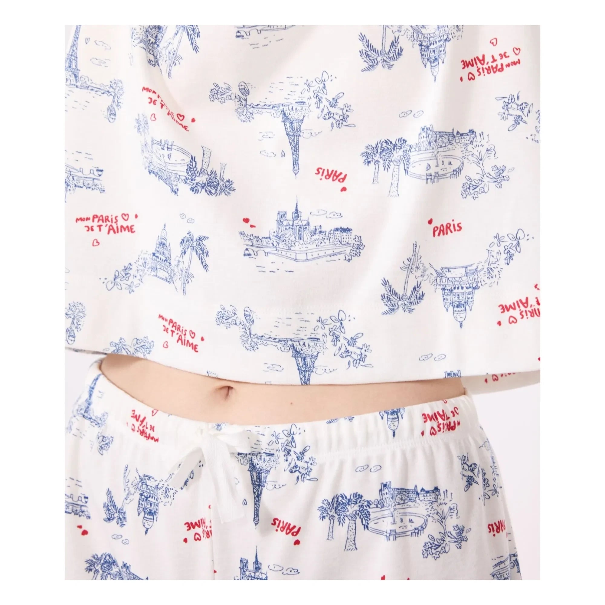 Petit Bateau – Schlafanzug-Shorts aus gerippter Bio-Baumwolle | Ecru