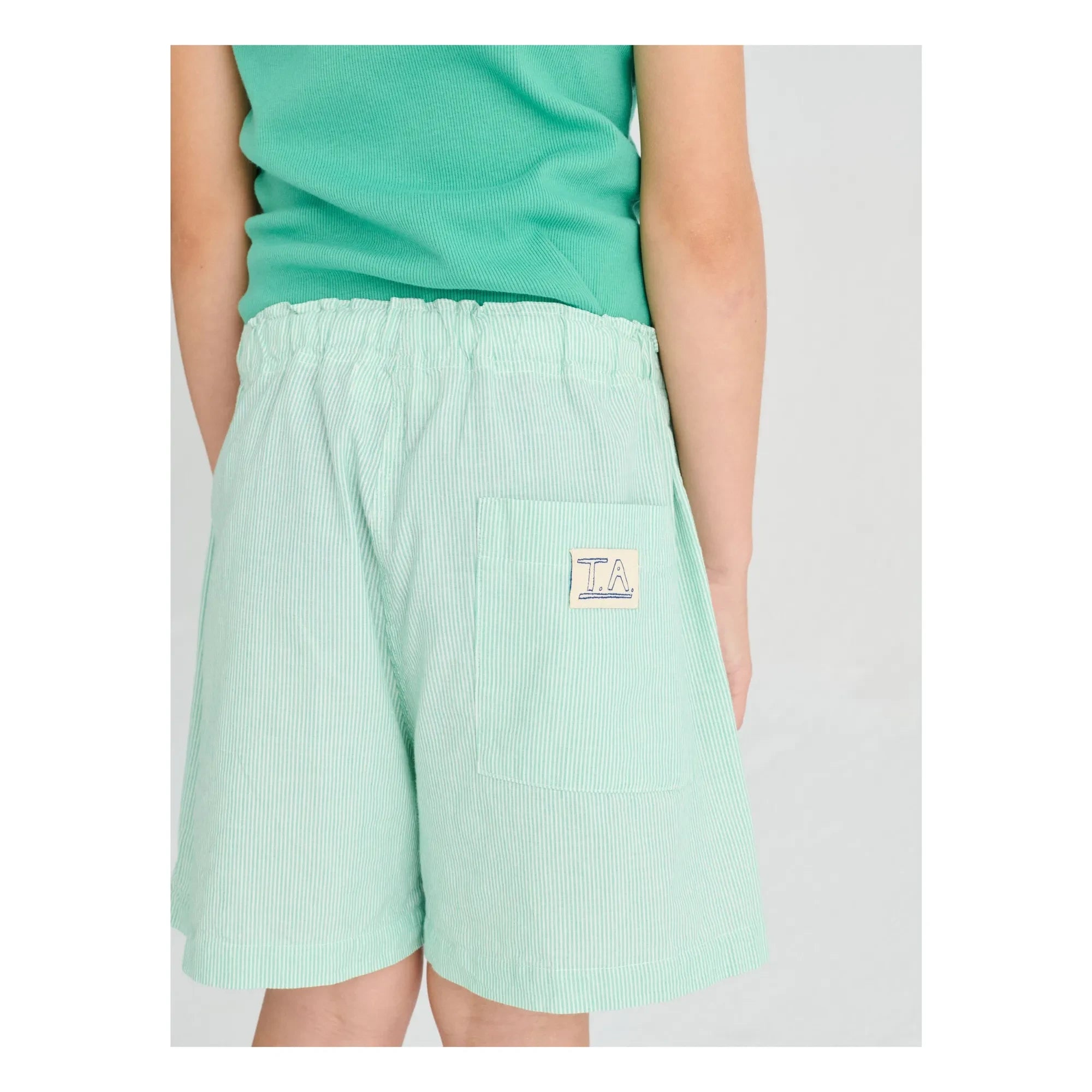 True Artist – Grüne gestreifte kurze Shorts Nr. 11