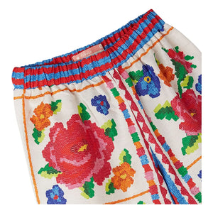 Fabula - Geblümte Hose mit Gummibund | Rot