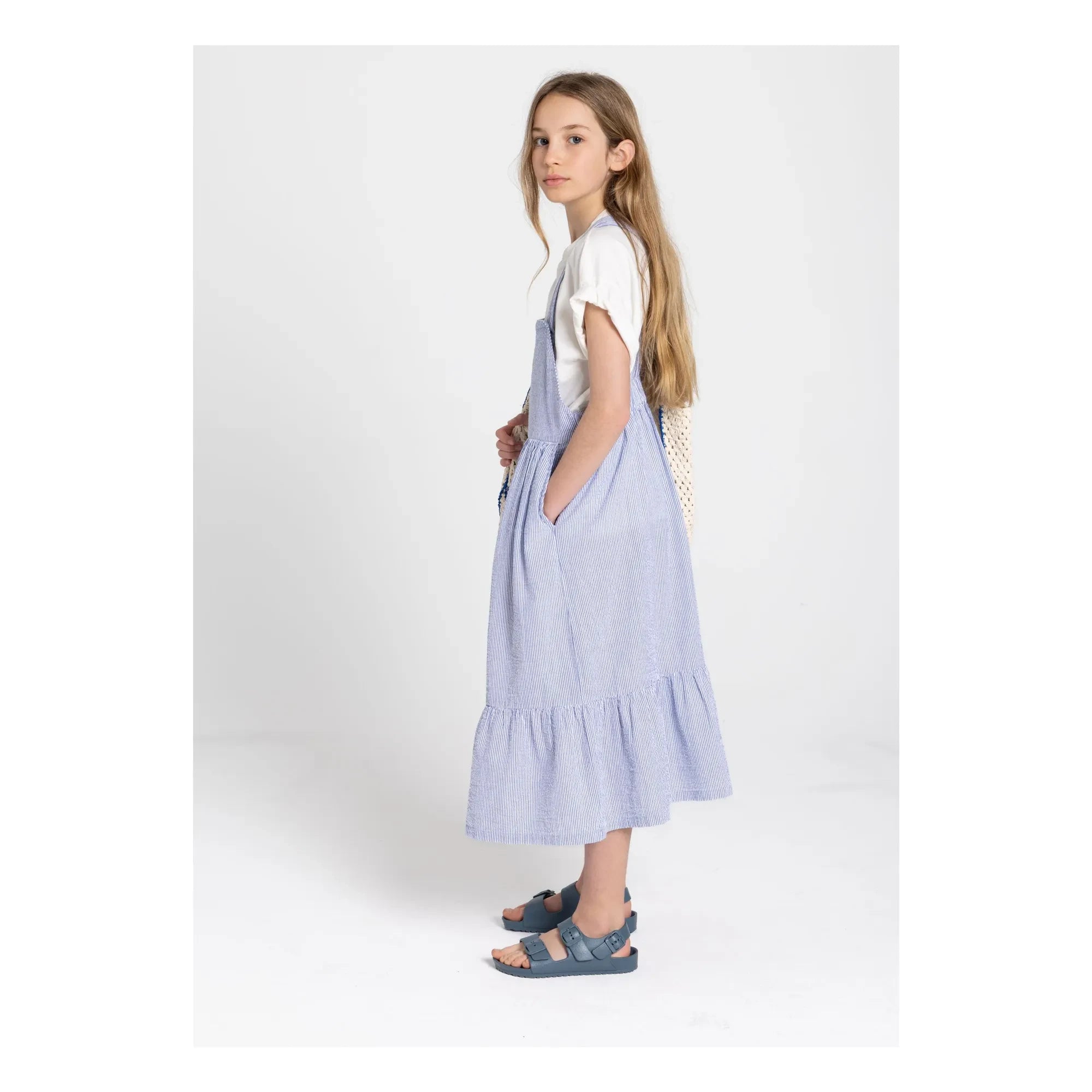Smallable Kid - Pia Gestreiftes Latzkleid | Königsblau