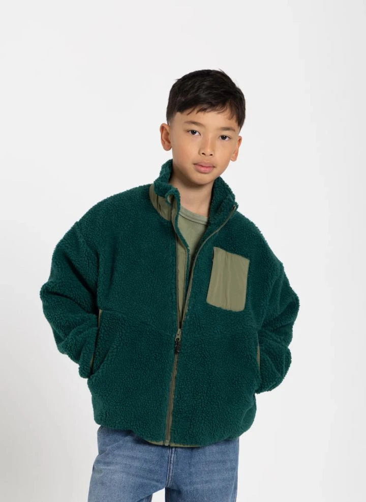Finger in the nose - Paulo Bi-Material Sherpa-Jacke | Grün