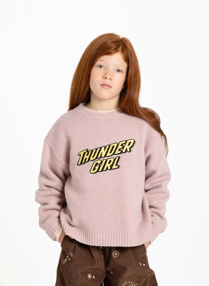 Hundred Pieces - Lacy Thunder Girl Merinowolle Pullover | Hellrosa
