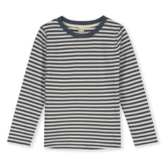 Gray Label - Gestreiftes T-Shirt aus Bio-Baumwolle | Graublau