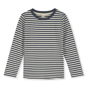 Gray Label - Gestreiftes T-Shirt aus Bio-Baumwolle | Graublau