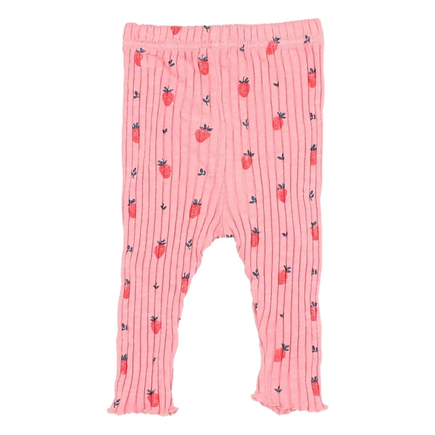 Búho - Gerippte Leggings mit Erdbeermuster aus Bio-Baumwolle | Zuckerrosa