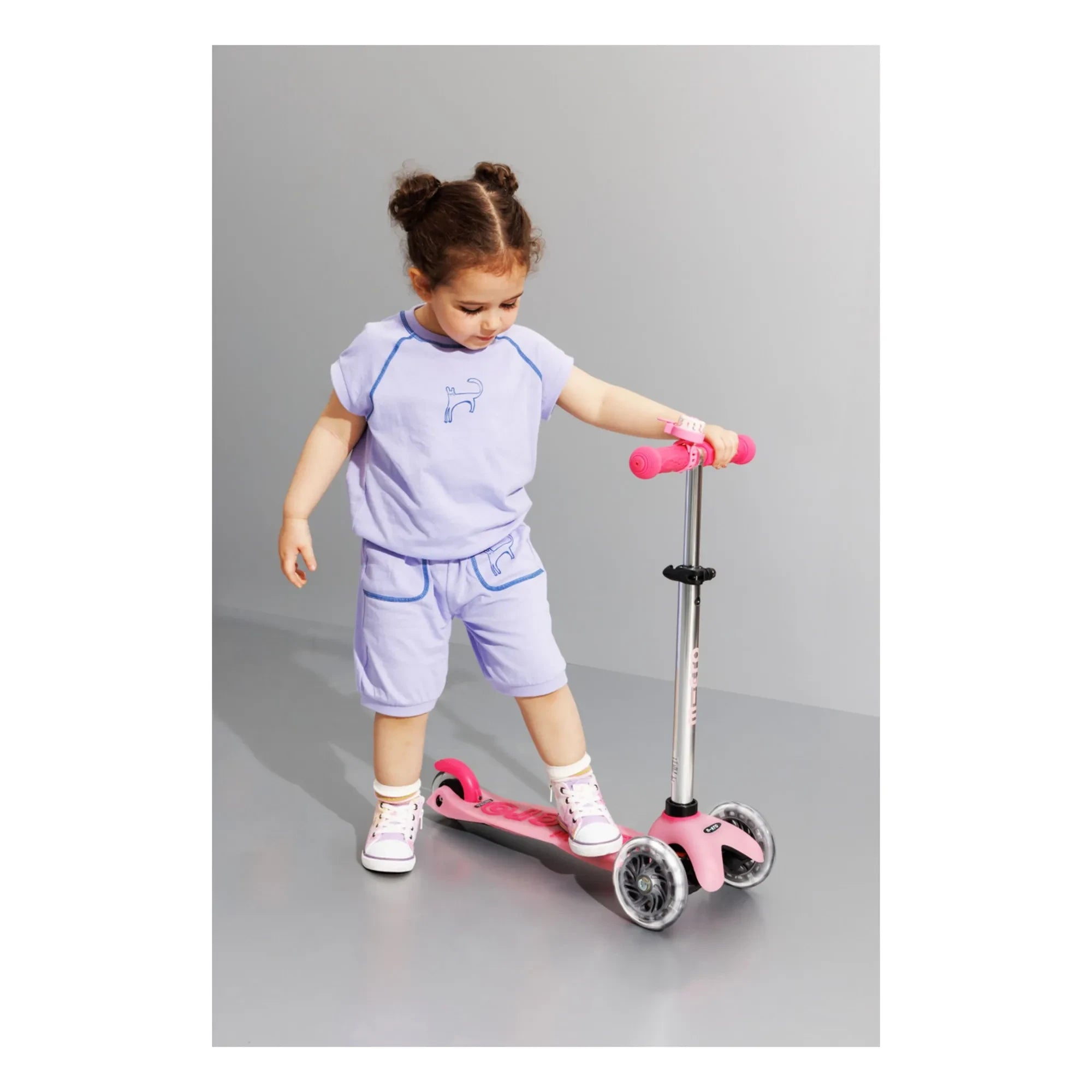 Micro - Mini LED Fosforlu Scooter | Pembe