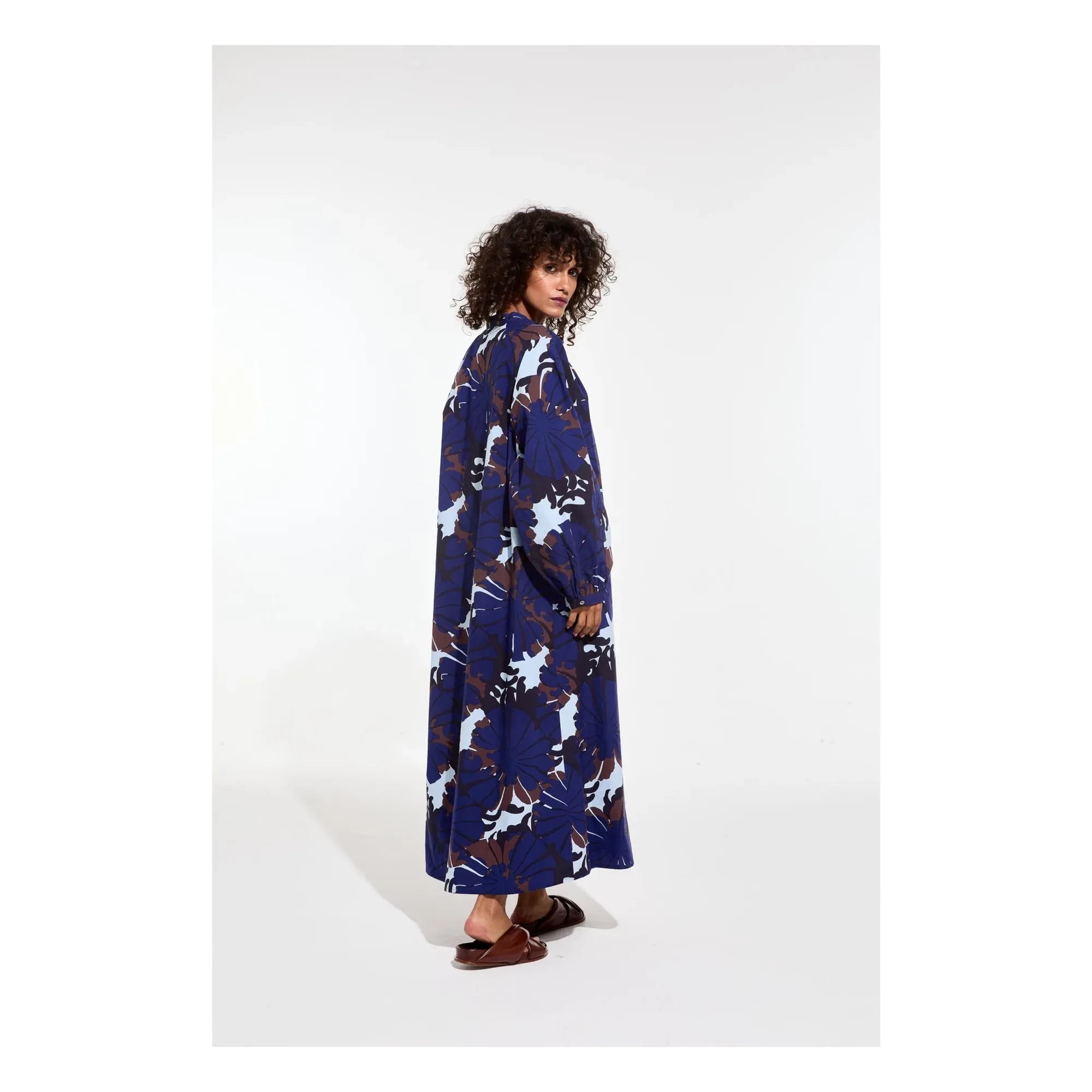 Mapoésie - Eulalie Pavot Baumwoll Popeline Kleid | Blau