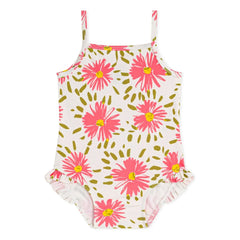 Petit Bateau - Baby Badeanzug mit Blumenmuster | Weiß