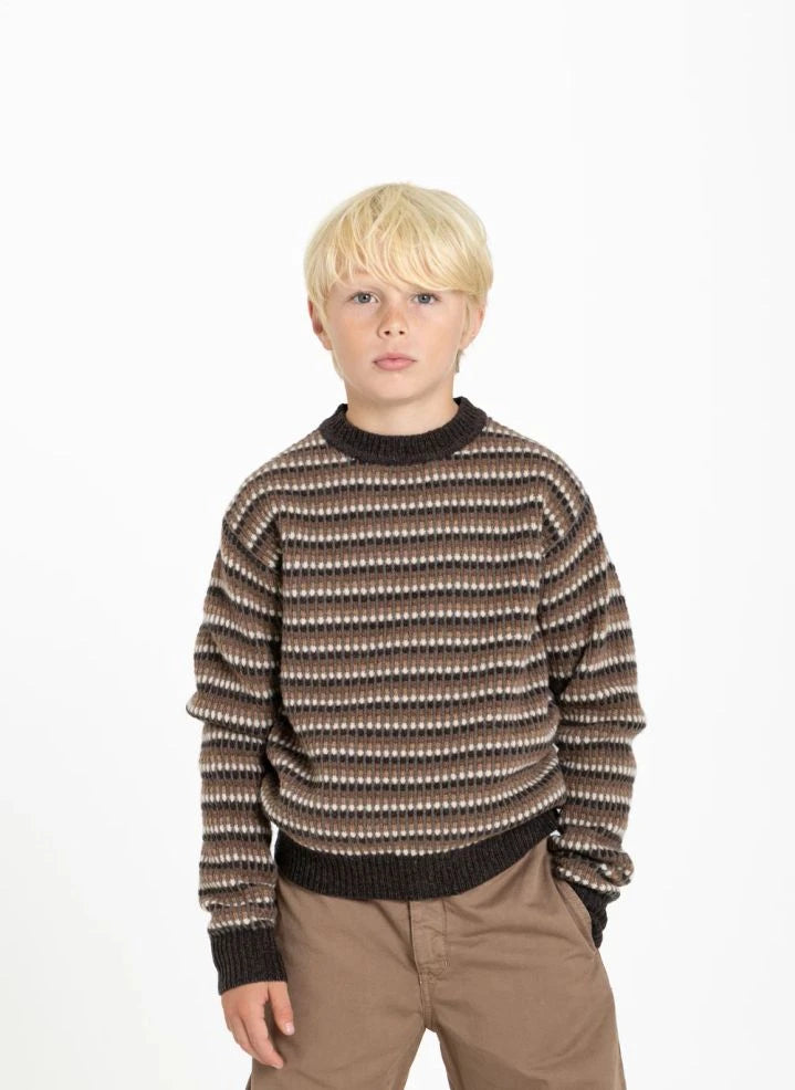 Finger in der Nase - Mathis Jacquard Merinowolle Pullover | Braun