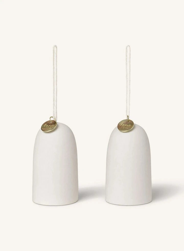 Ferm Living - Keramische Weihnachtsglocken - 2er Set | Weiß