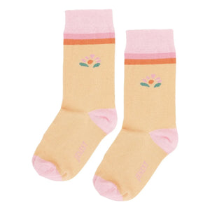 Jenest - Blumenmuster Socken aus Bio-Baumwolle | Aprikose
