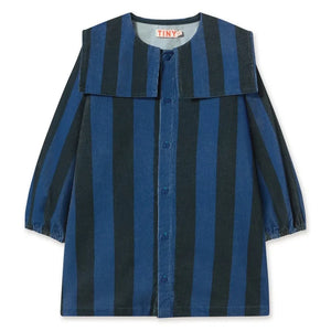 Tinycottons – Gestreiftes Cordkleid | Petrolblau