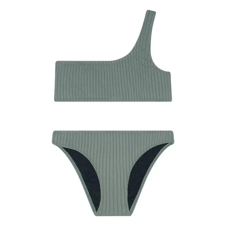 Finger in the nose - Bayle Asymmetrischer Badeanzug | Helles Khaki