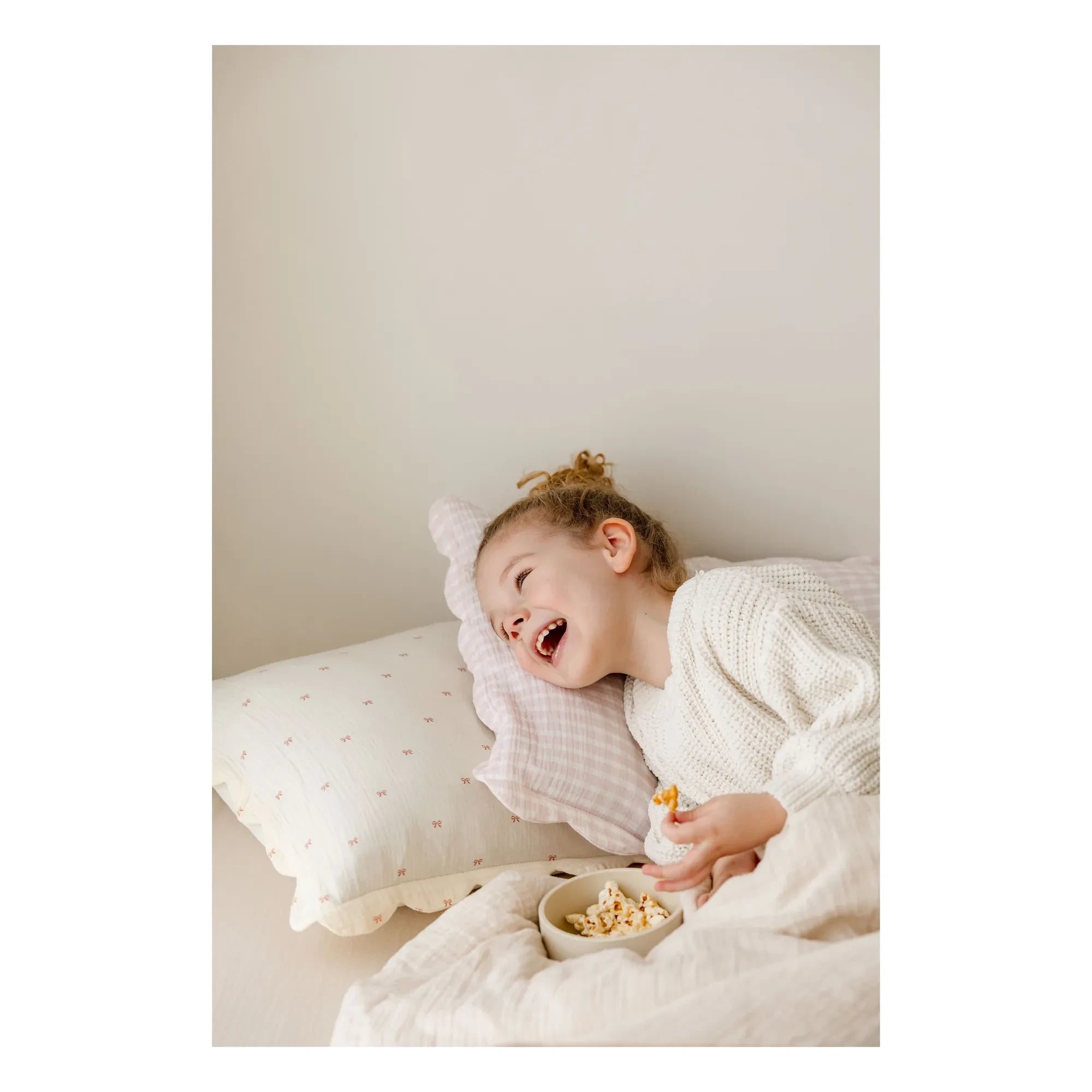 Soft Spot - Kissenbezüge aus Bio-Baumwolle mit Schleife – 2er-Set | Ecru