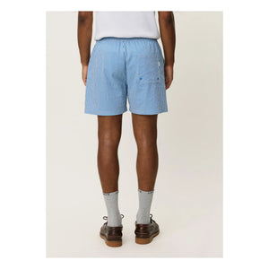 Les Deux - Stan Seersucker-gestreifte Badeshorts | Blau