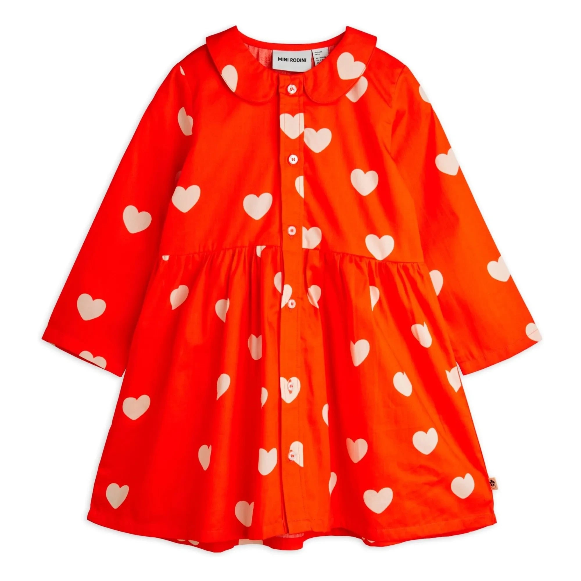 Mini Rodini - Bio-Baumwollkleid mit Herzen | Rot