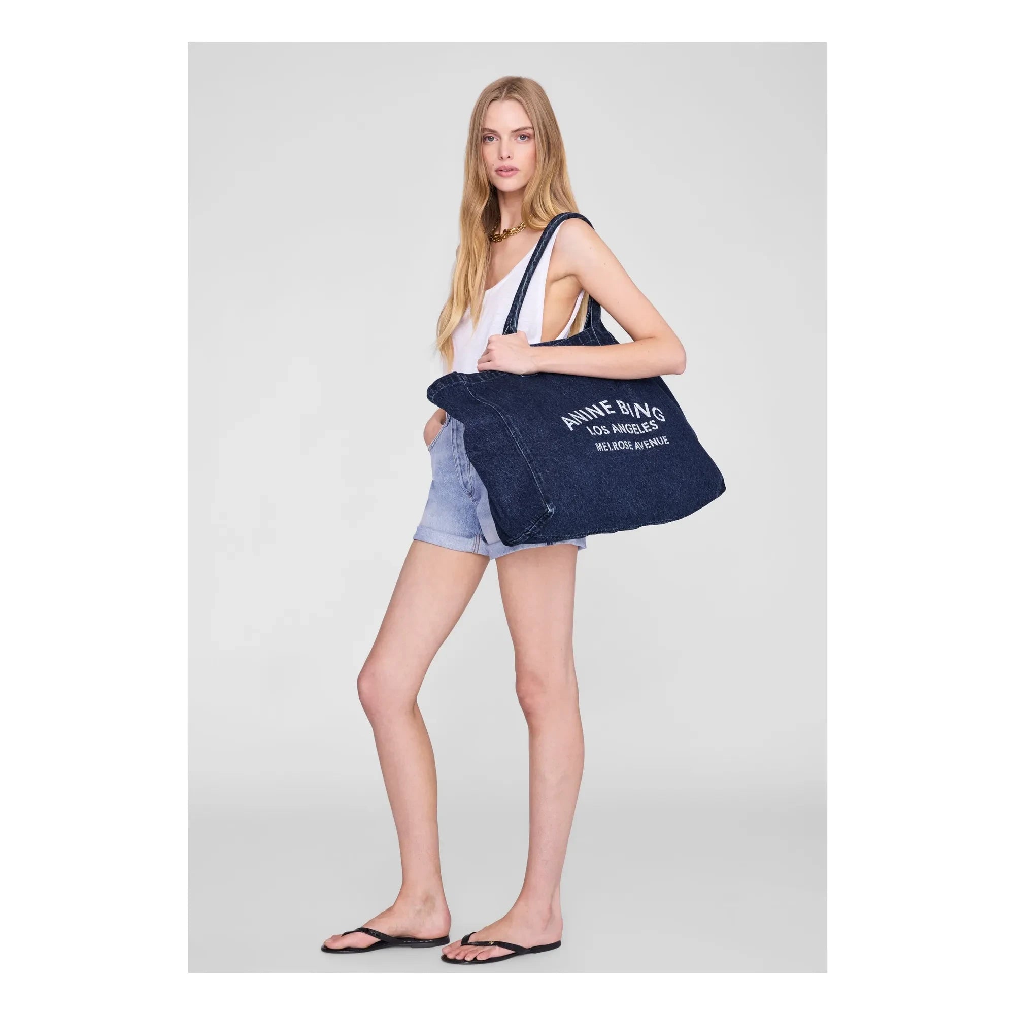 Anine Bing - Leo Denim Tote Çanta | Mavi