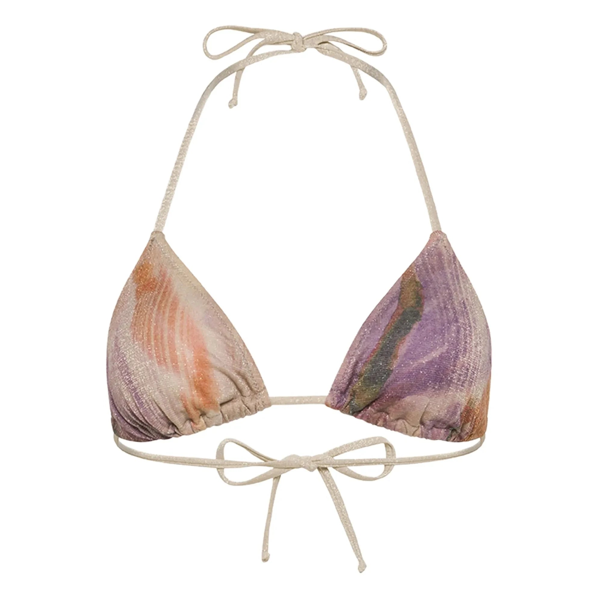 Momoni - Marineblau gemustertes Metallic-Bikinioberteil | Lila