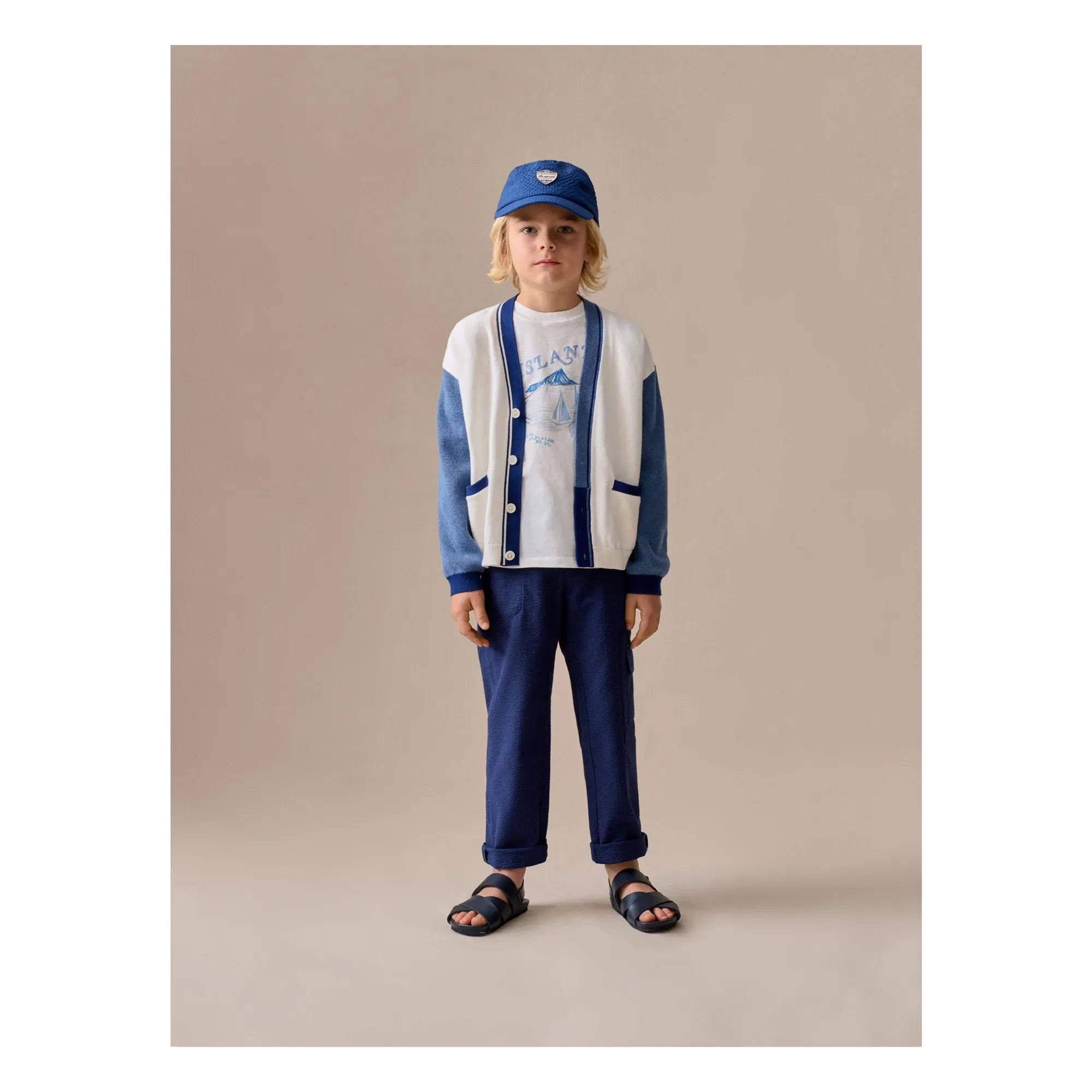 Bonpoint - Erle Quadrat Seersucker Recycelte Fasern | Indigo Blau
