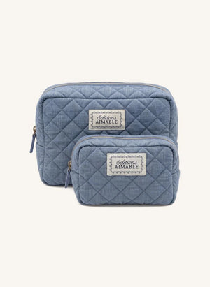 Editions Aimable - Toscana Kosmetiktasche | Blaues Chambray