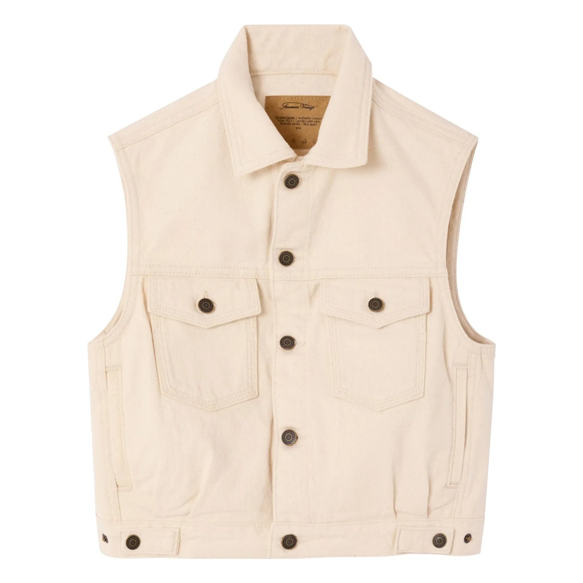 American Vintage - Snopdog Ärmellose Jeansjacke | Ecru