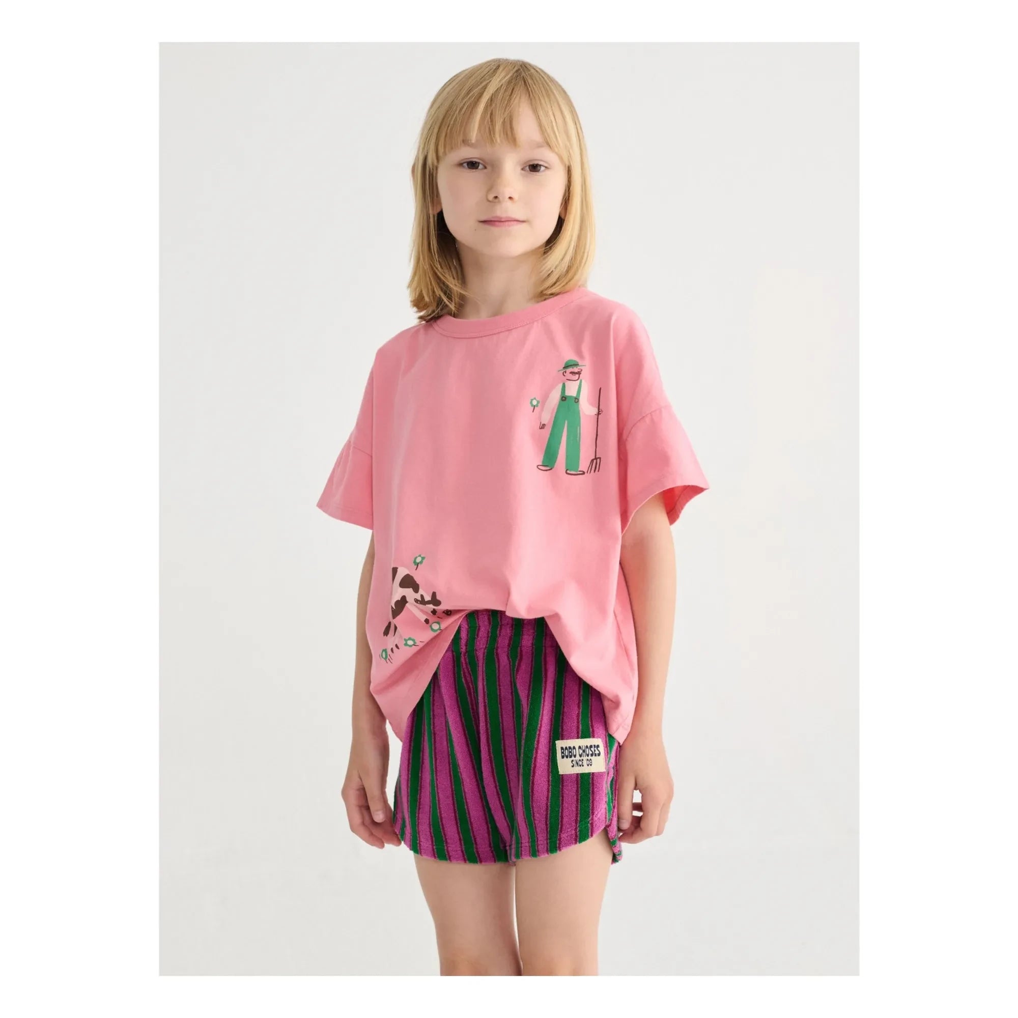 Bobo Choses - Gestreifte Frottee-Shorts | Grün