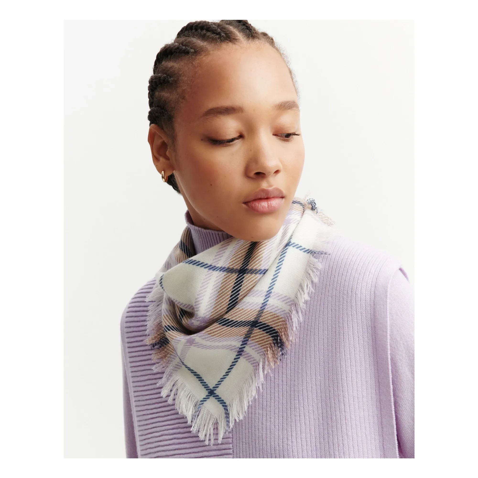 Bompard – Mini Schal Tartan aus Kaschmir | Mauve