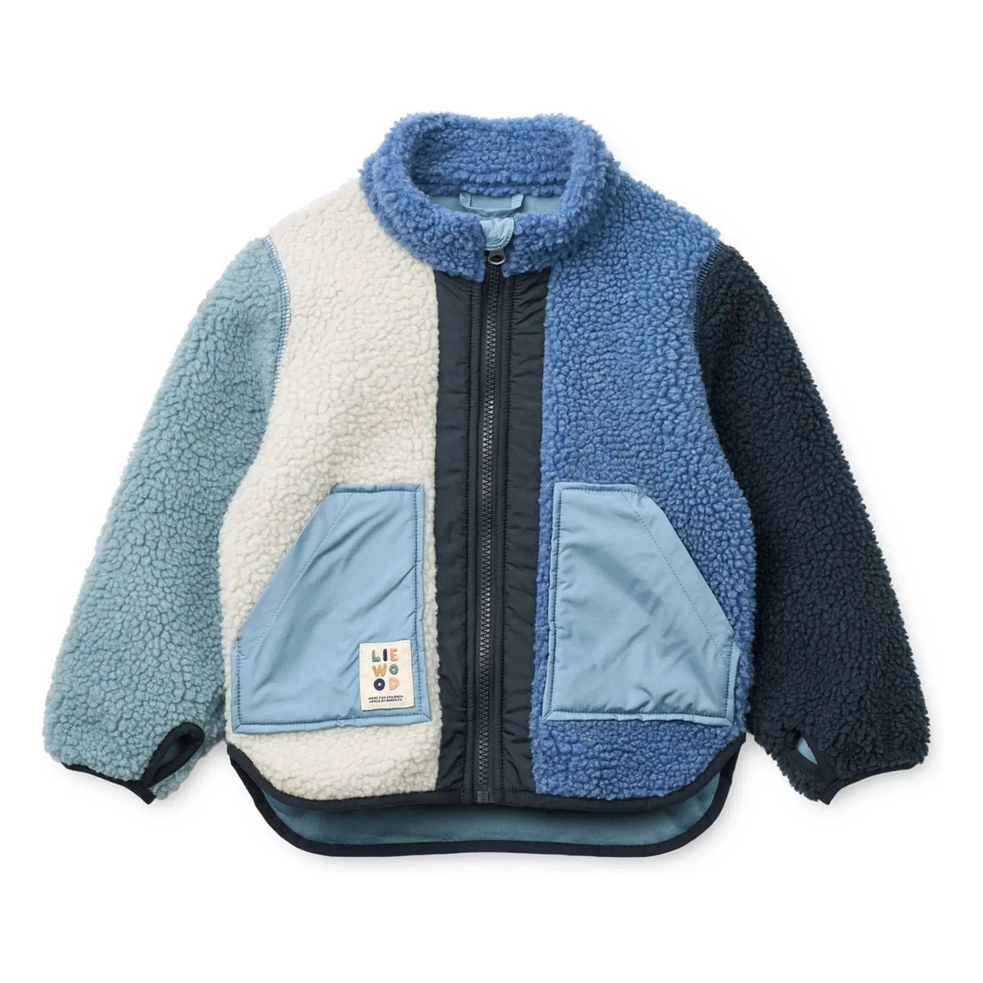 Liewood - Noam Sherpa-Fleecejacke aus recycelter Faser mit Farbblöcken | Blau