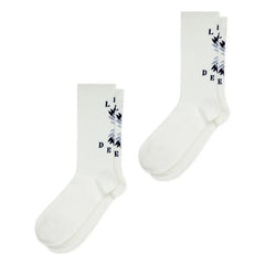 Les Deux - Socken mit Blumen-Logo, 2er-Pack | Weiß