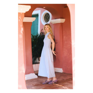 Maria de la Orden - Saint Barth gestreiftes Baumwollkleid | Hellblau