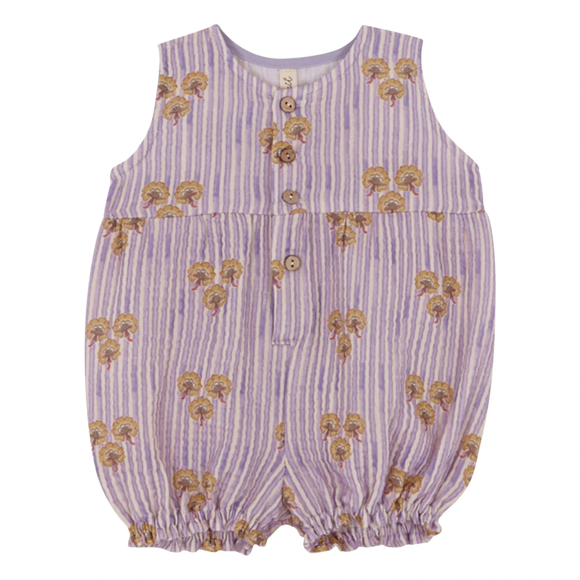 birinit - Gestreifter Bio-Baumwoll-Cinca-Strampler | Mauve