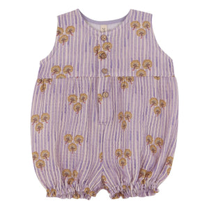 birinit - Gestreifter Bio-Baumwoll-Cinca-Strampler | Mauve