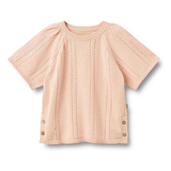 Weizen - Vilna Bio-Baumwolle Kurzarmpullover | Hellrosa