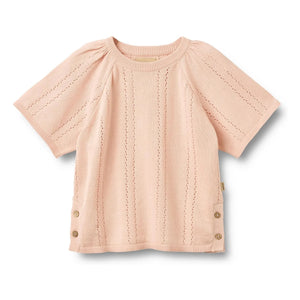 Weizen - Vilna Bio-Baumwolle Kurzarmpullover | Hellrosa