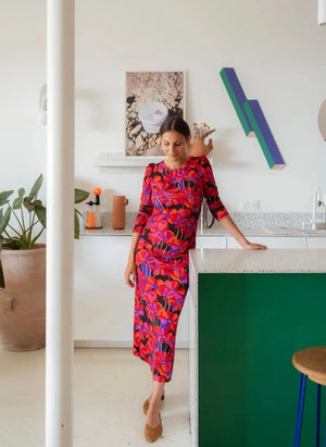 Paloma Kollektion - Thelma Flower Power Umstandskleid | Rot