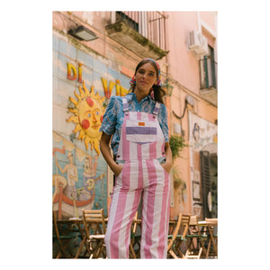 Favorite People - Amore Gestreifter Overall - Damenkollektion | Rosa
