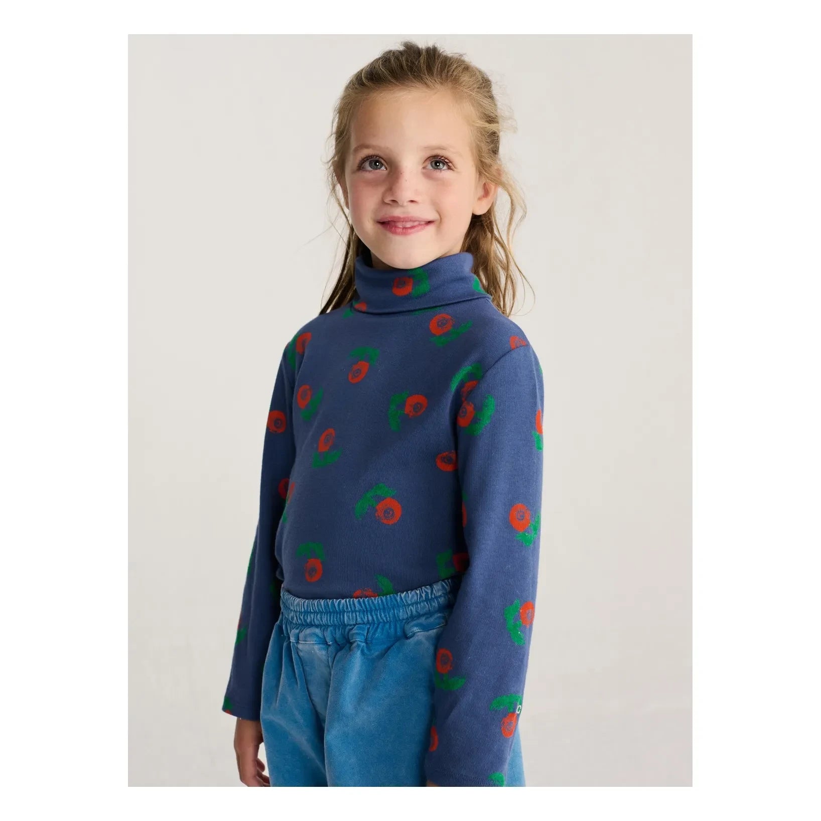Bobo Choses - Organik pamuklu çiçek desenli balıkçı yaka | Lacivert