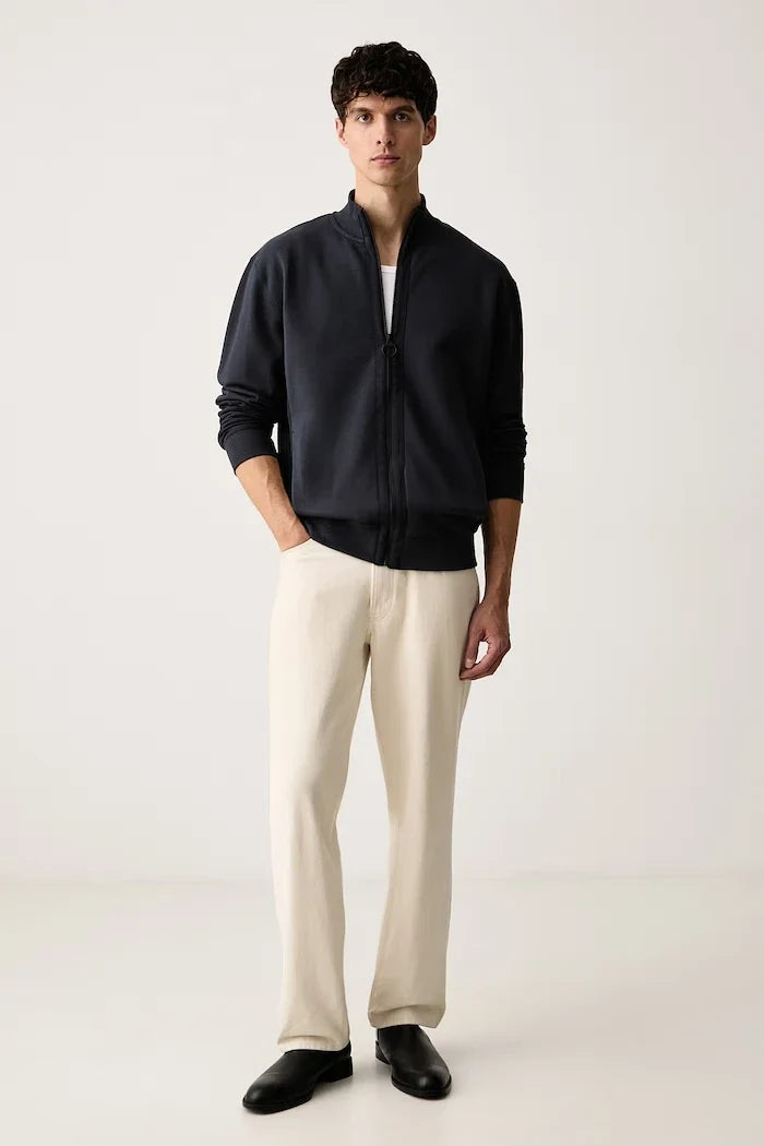 Barbour erkek pamuklu fermuarlı sweatshirt Caldbeck