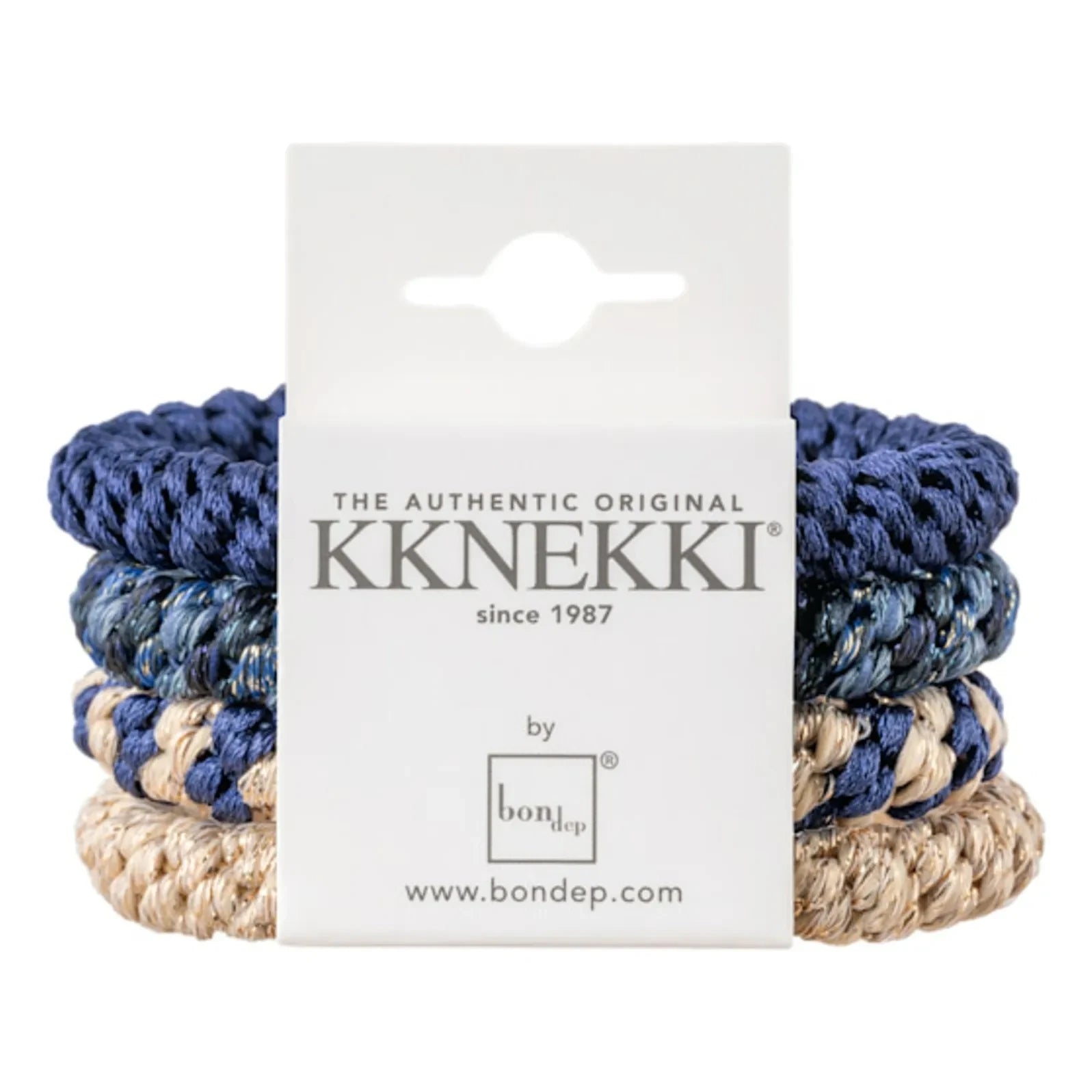 Bon Dep - Kknekki Haargummis im 4er-Pack, 3 Scrunchies | Marineblau