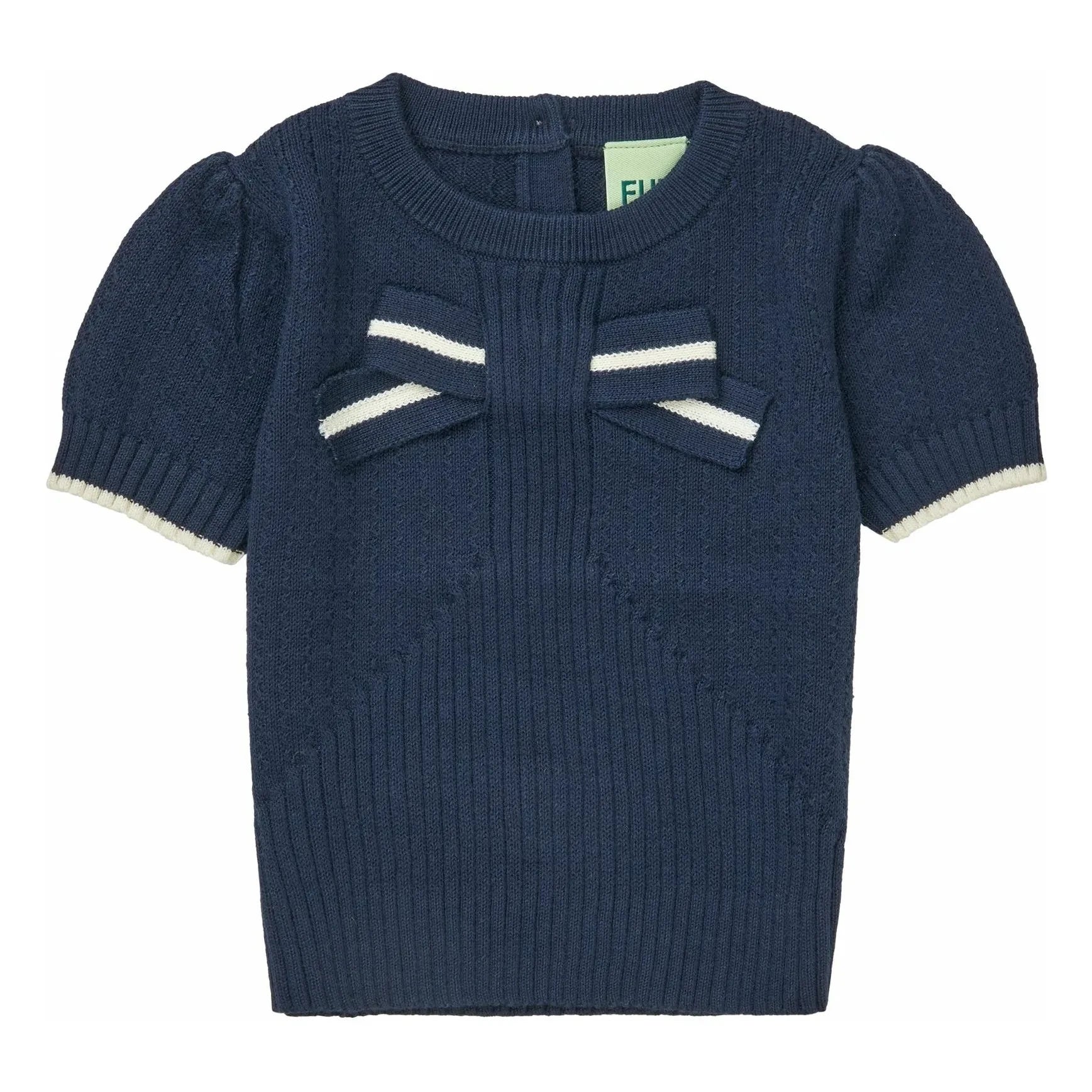 FUB – Baby T-Shirt aus Bio-Baumwolle mit Knotendetail und Feinstrick | Marineblau